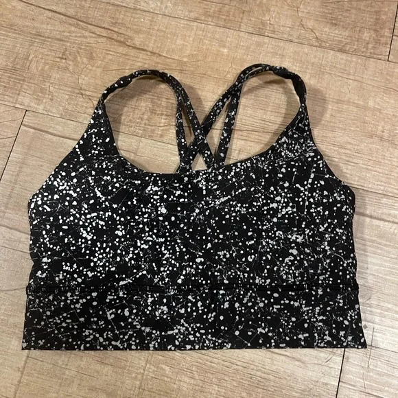 Lululemon Energy Reflective Long-Line Bra B–D Crinkle Dust ReflectiveWhite Multi